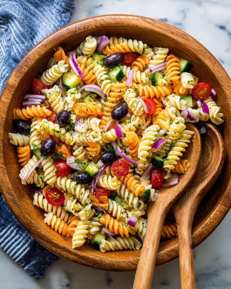 Vegan Pasta Salad with Cherry Tomatoes, Olives, and Pepperoncini Recipe