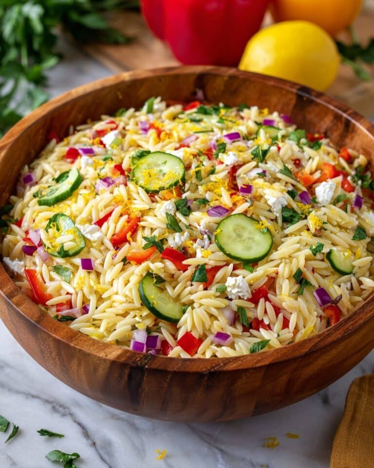 Tangy Lemon Orzo Salad with Feta Recipe