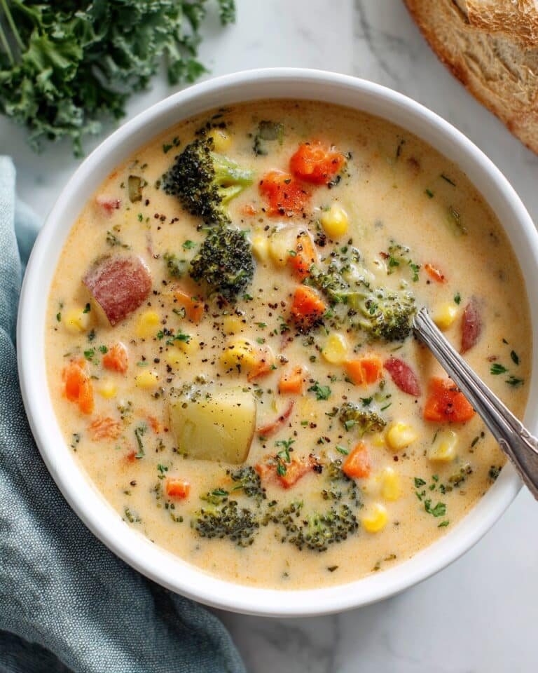 Creamy Vegetable Soup with Cheddar and Fresh Herbs Recipe