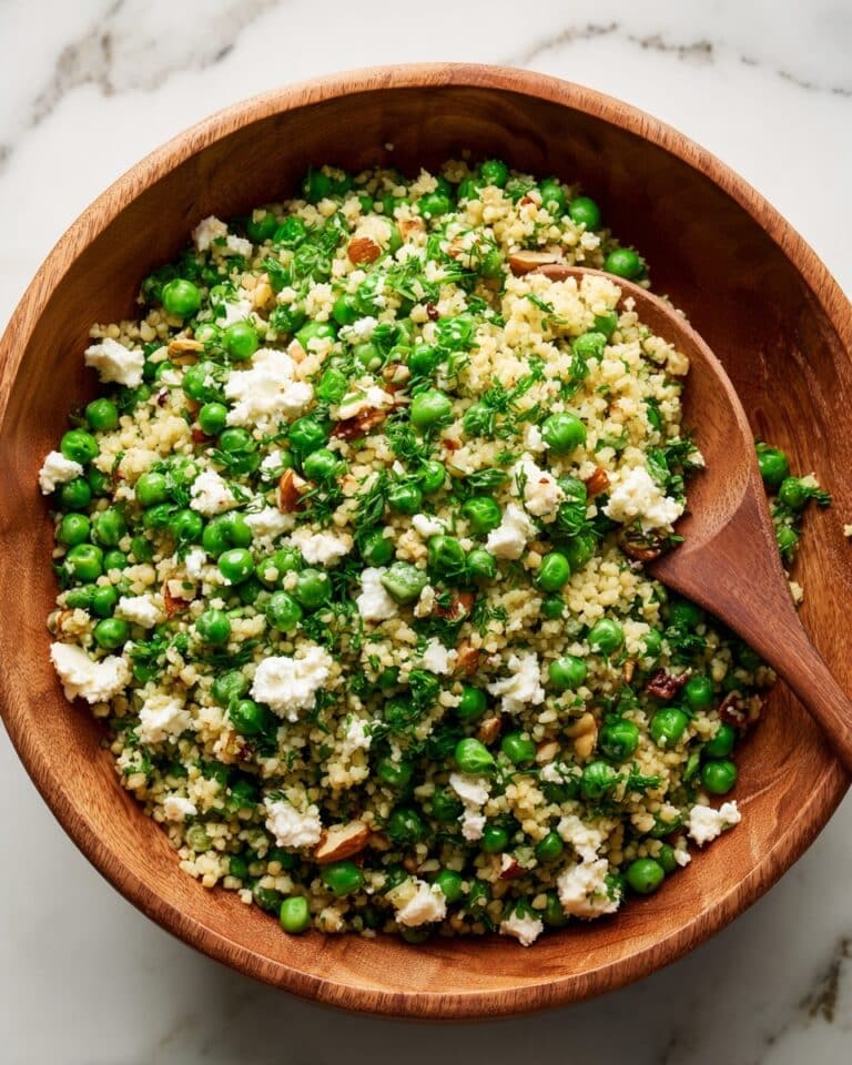 Spring Pea Feta Couscous Salad with Basil Vinaigrette Recipe