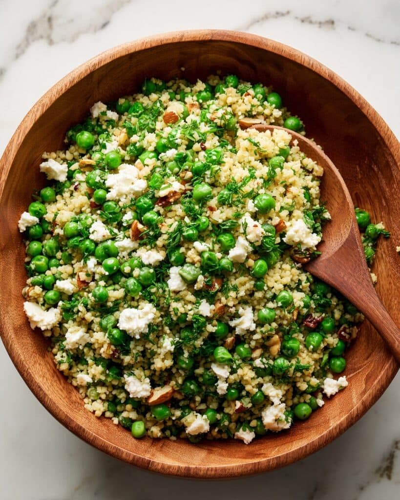 Spring Pea Feta Couscous Salad with Basil Vinaigrette Recipe