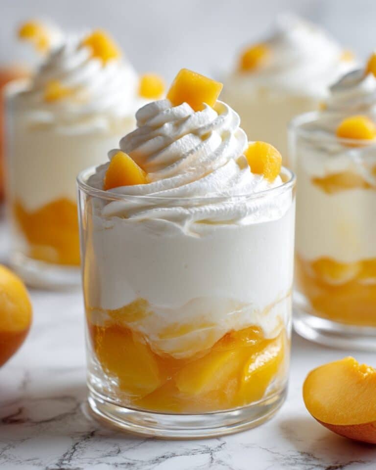 Peach Mousse with Fresh Peaches and Whipped Cream Recipe
