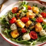 Roasted Gnocchi Salad with Basil Pesto, Tomatoes, Mozzarella, and Arugula Recipe