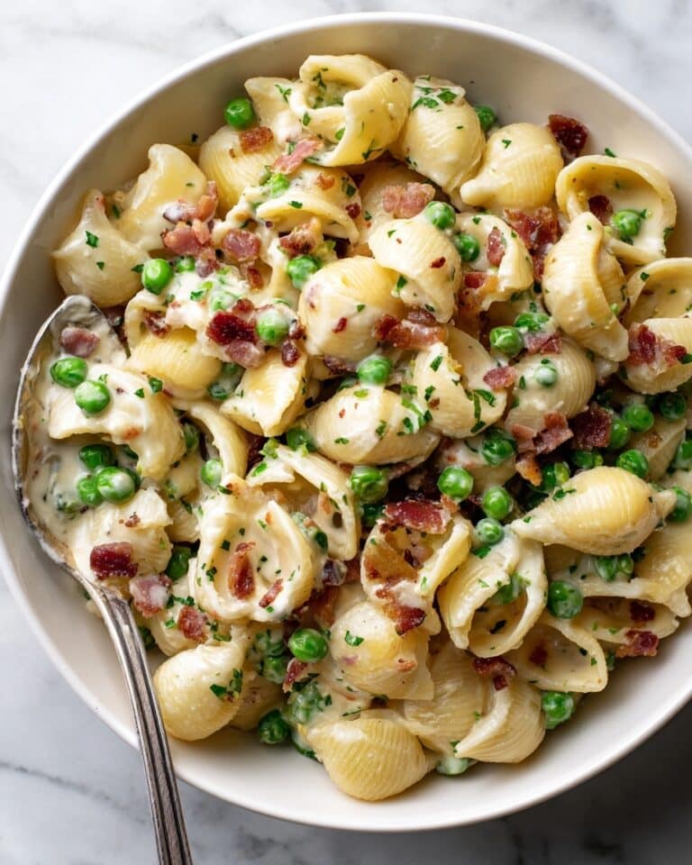 Creamy Pasta Salad with Bacon, Peas, and Parmesan Recipe