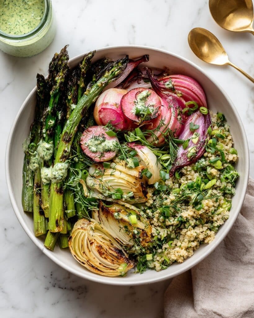 Spring Farro Bowl with Herb Yogurt Sauce Recipe