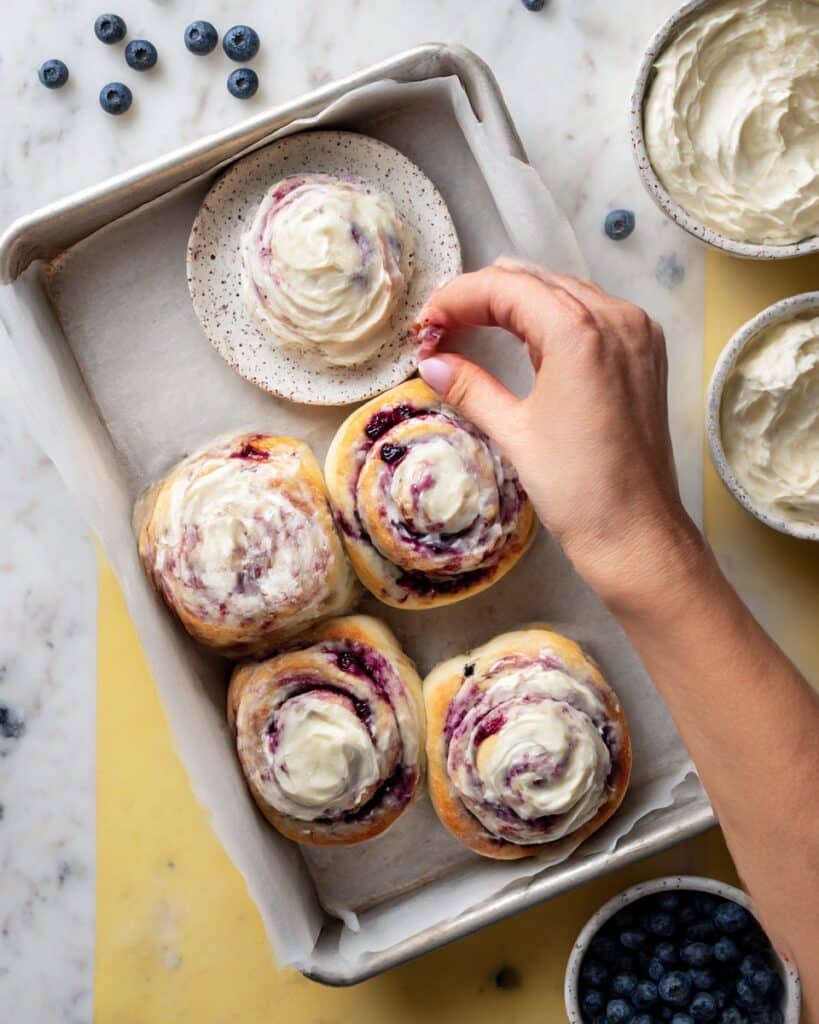 Lemon Blueberry Sweet Rolls with Lemon Cream Cheese Frosting Recipe