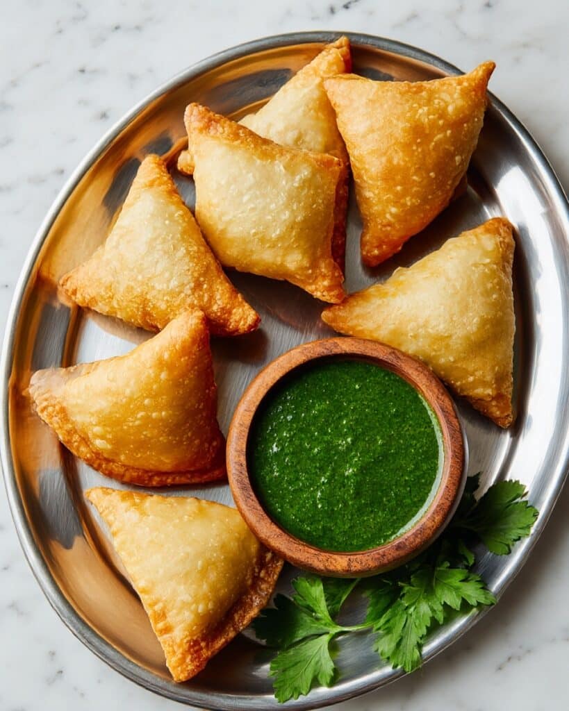 Indian-Spiced Potato Samosas with Spring Roll Pastry and Chutney Recipe