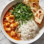 Creamy Butter Chicken with Naan and Steamed Rice Recipe