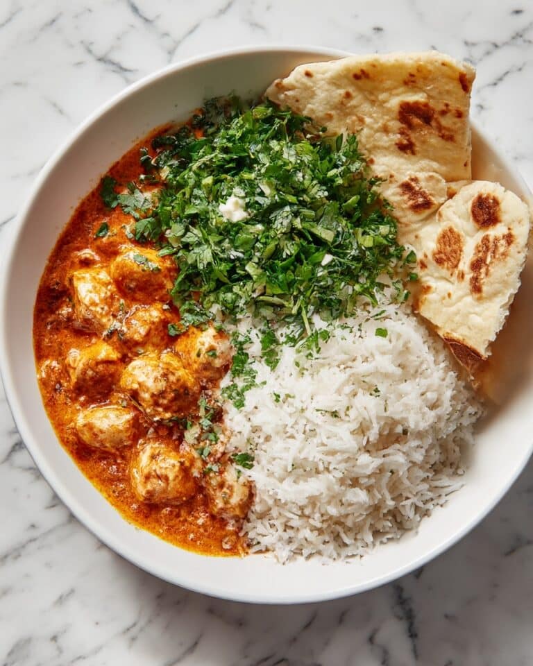 Creamy Butter Chicken with Naan and Steamed Rice Recipe
