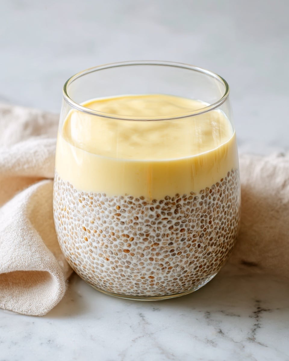 A small glass jar filled with a thick, creamy light yellow lemon dessert, topped with a dollop of the same creamy texture. On top, there is a small half slice of lemon placed near the edge and sprinkled with fine yellow lemon zest. The jar sits on a soft beige cloth with a wooden spoon nearby, all placed on a white marbled surface. In the background, there is a blurred second jar with the same dessert visible. Photo taken with an iphone --ar 4:5 --v 7
