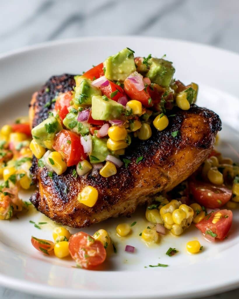 Fiesta Lime Chicken with Fresh Avocado Corn Salsa Recipe