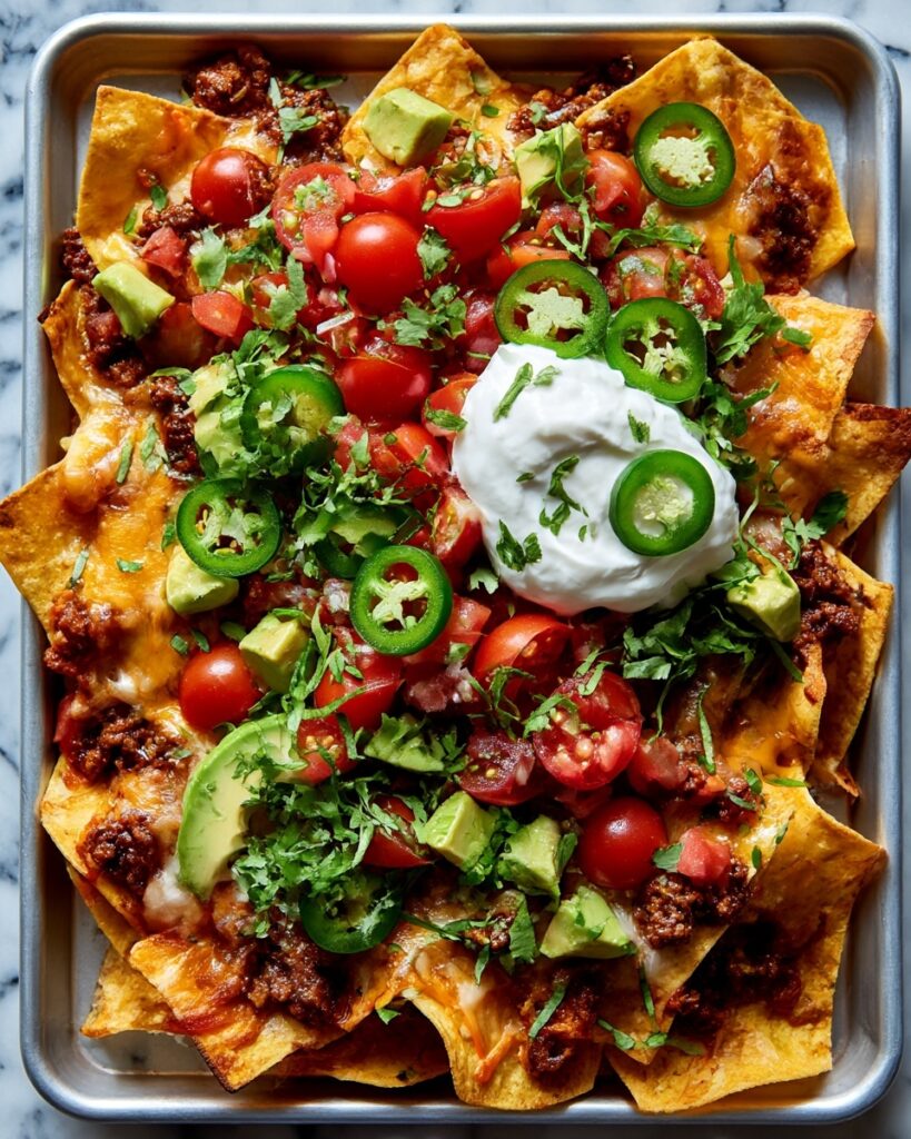 Loaded Beef Nachos with Tomato, Avocado, and Cilantro Recipe