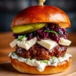 Le Burger Français: A French-Inspired Beef Burger with Brie and Red Wine Confit Onions Recipe