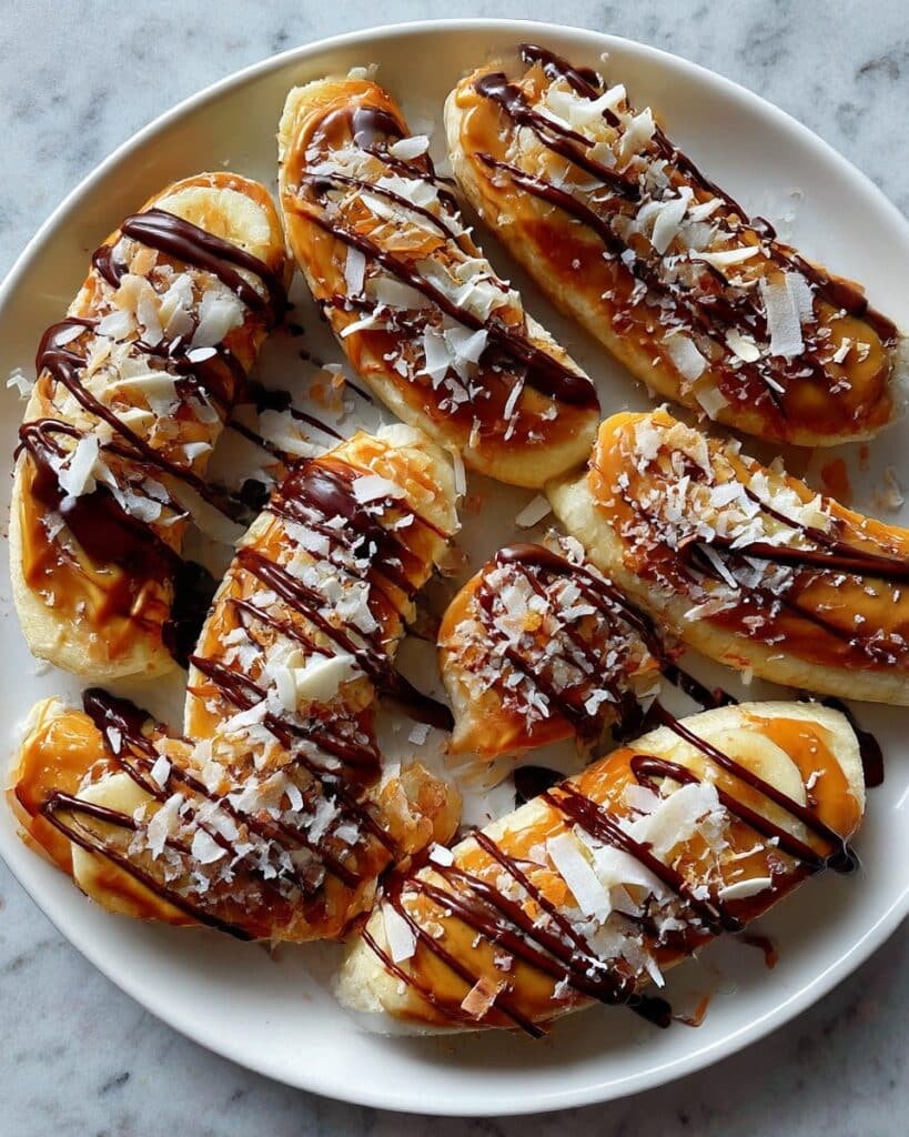 Frozen Banana Snacks with Chocolate, Peanut Butter, and Coconut Recipe