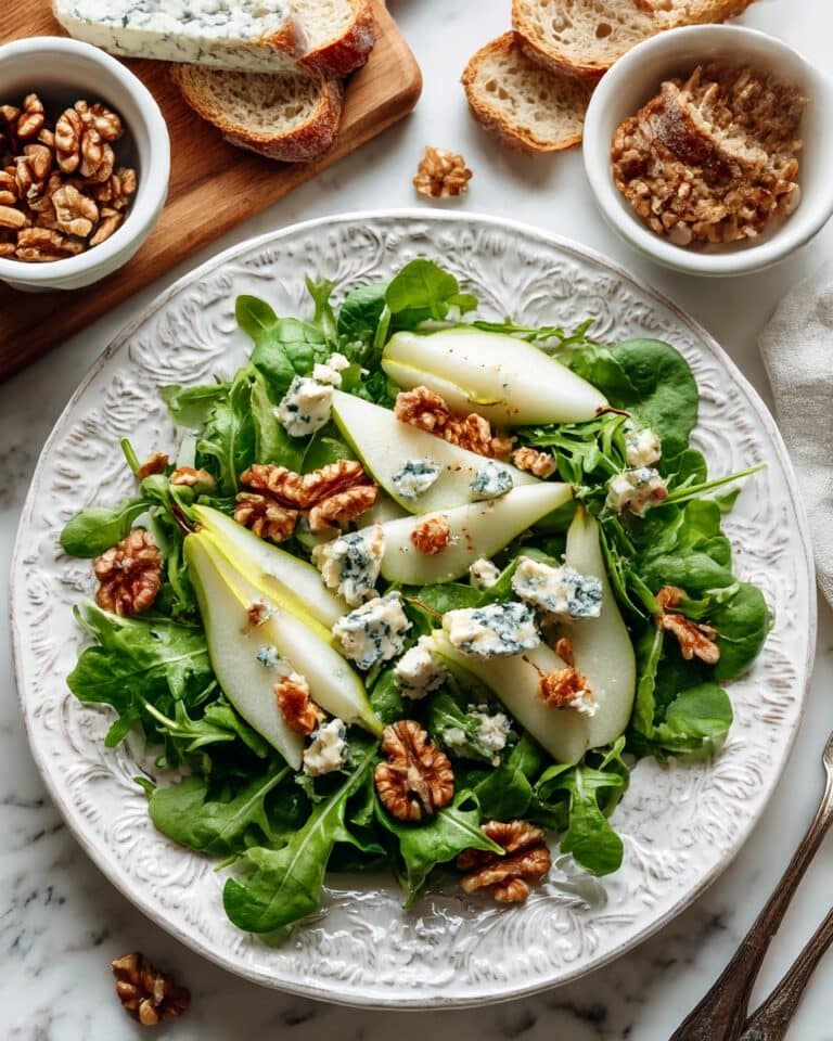 Arugula Pear Salad with Blue Cheese and Toasted Walnuts Recipe