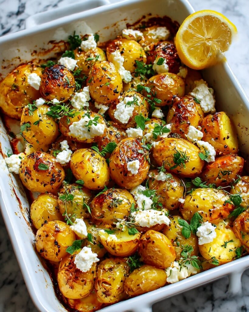 Greek Roast Potatoes with Lemon and Feta Recipe