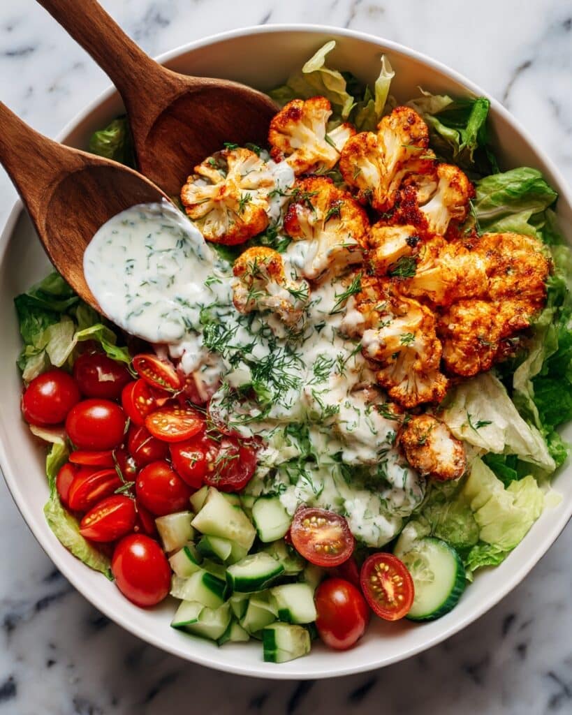 Grilled Buffalo Cauliflower Salad with Herbed Yogurt Ranch Dressing Recipe