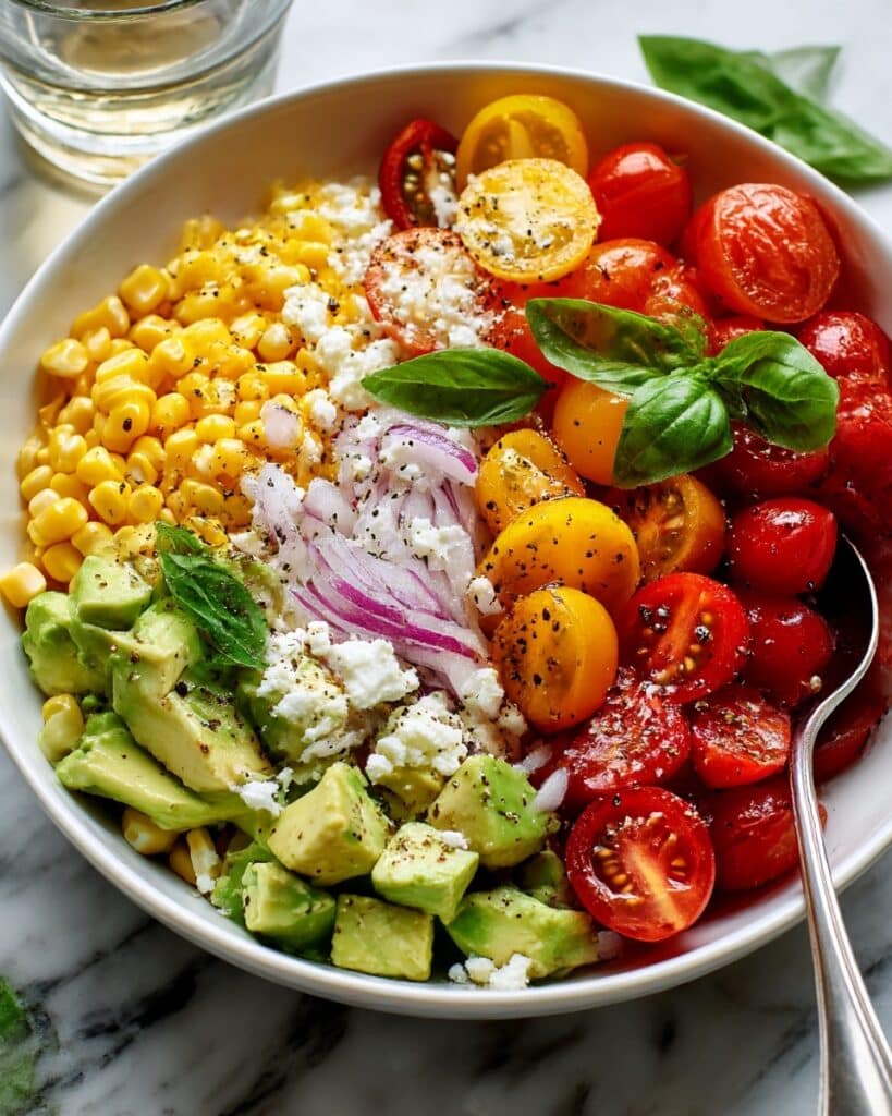 Grilled Corn Salad with Hot Honey Vinaigrette and Fresh Vegetables Recipe