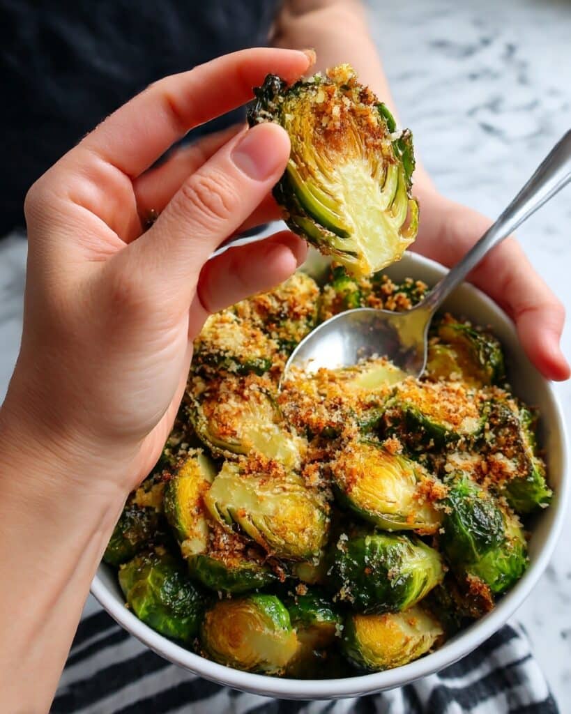 Golden Parmesan Panko Roasted Brussels Sprouts Recipe