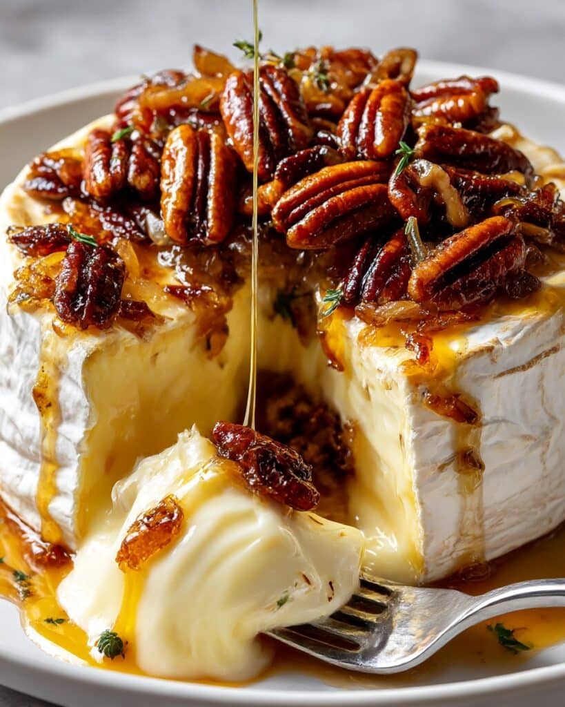 Baked Brie with Caramelized Onions and Pecans Recipe