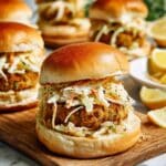 Salmon Burgers with Lemon-Dill Sauce and Coleslaw Recipe