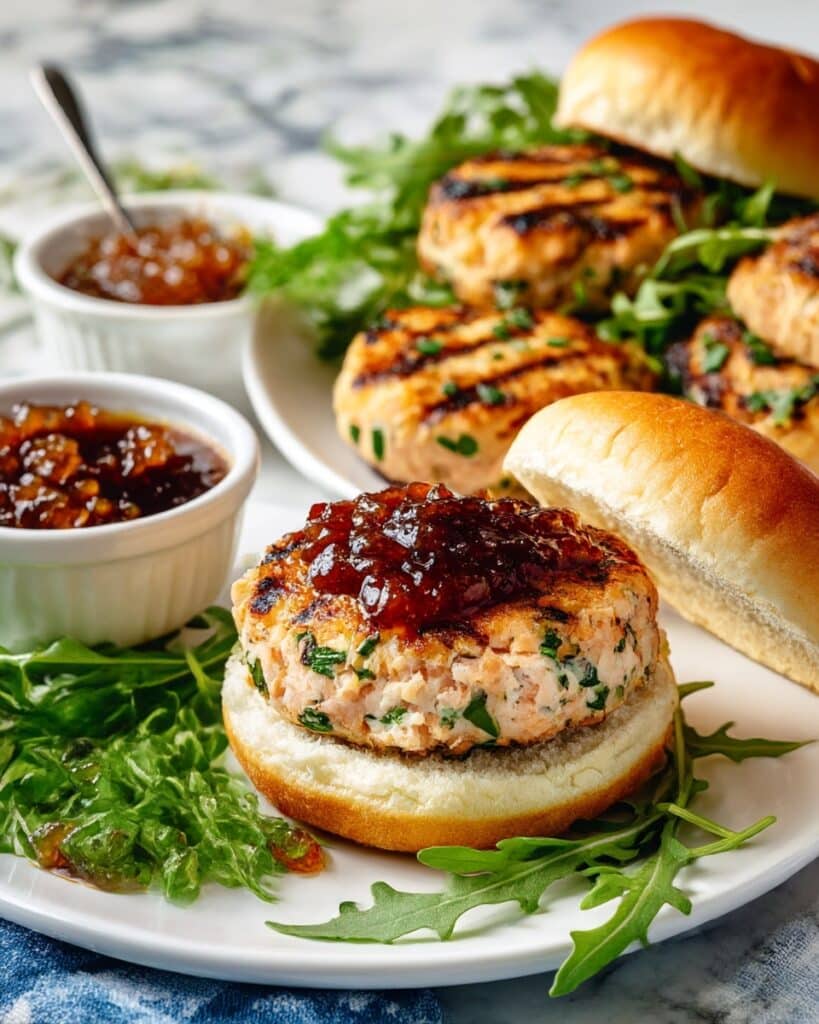 Harvest Salmon Burger with Apple Chutney and Smoked Gouda Recipe