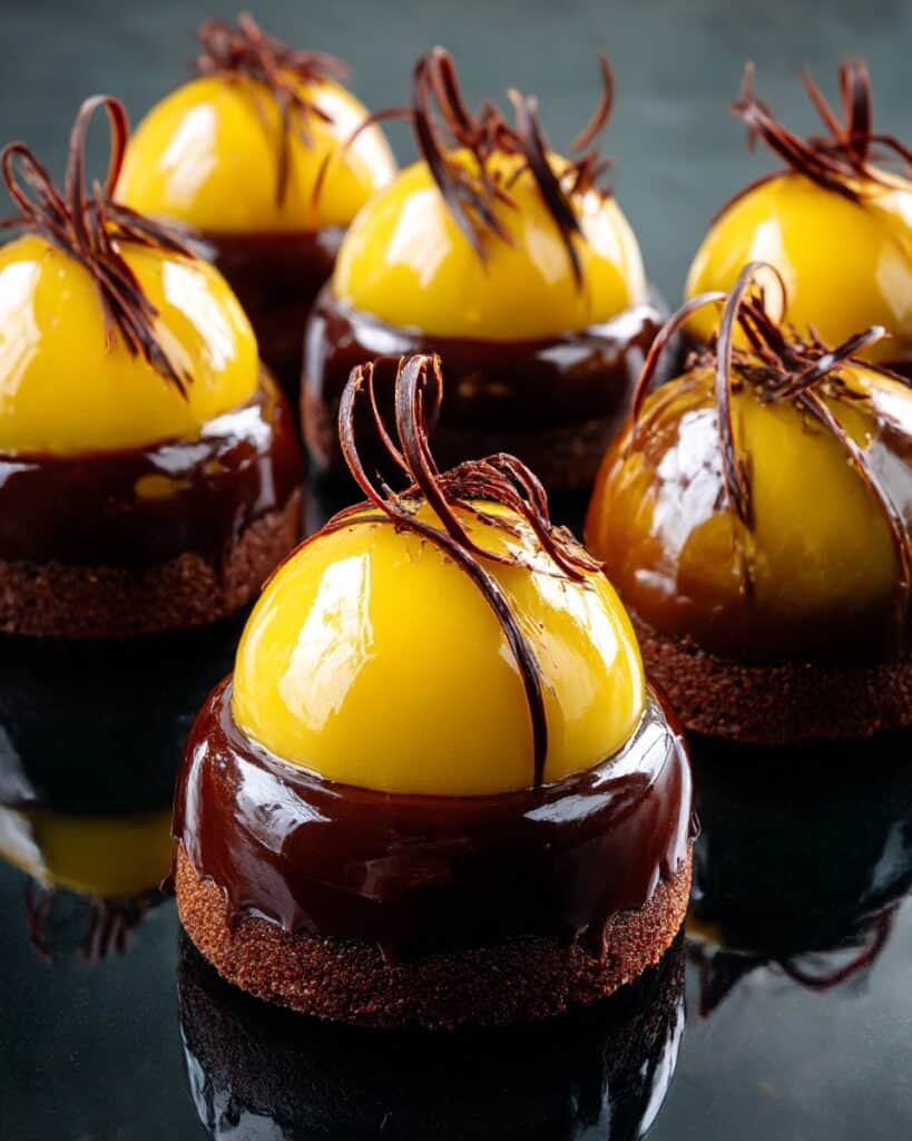 Chocolate Financier with Mango Custard Recipe