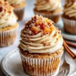 Peach Cupcakes with Spiced Buttercream, Peach Jam Filling, and Streusel Crumbs Recipe