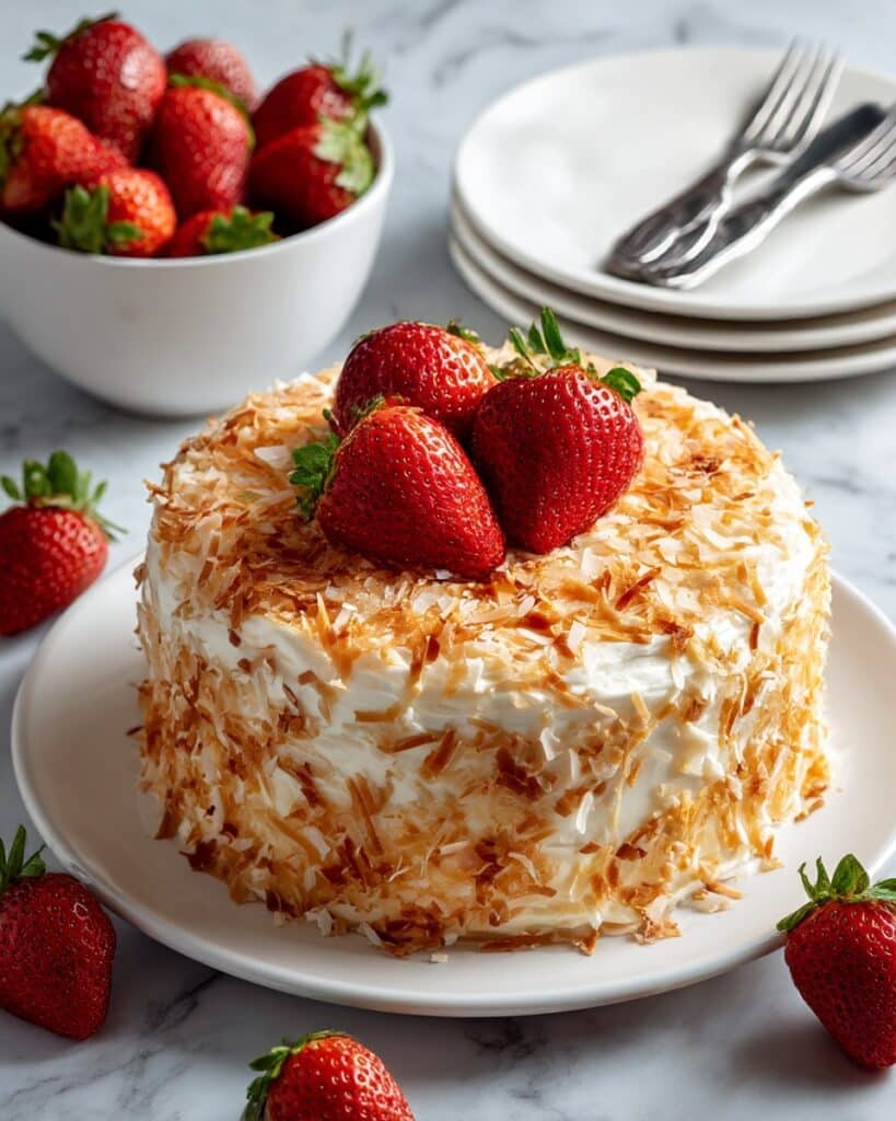 Coconut Strawberry Layer Cake Recipe