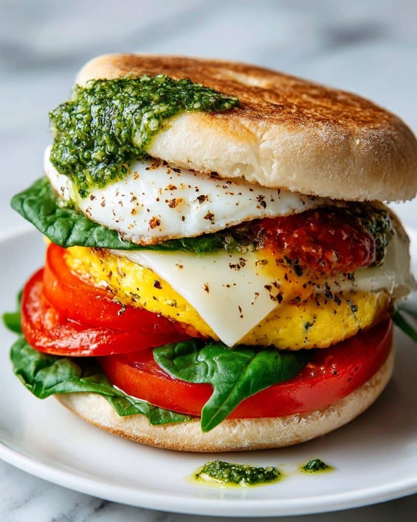 Easy Pesto Egg Breakfast Sandwich Recipe