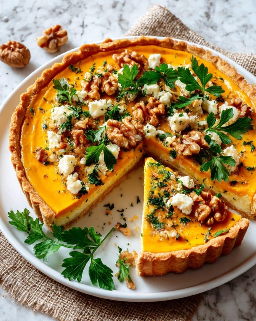 Quiche au Potimarron, Poireau, Feta et Noix Recipe