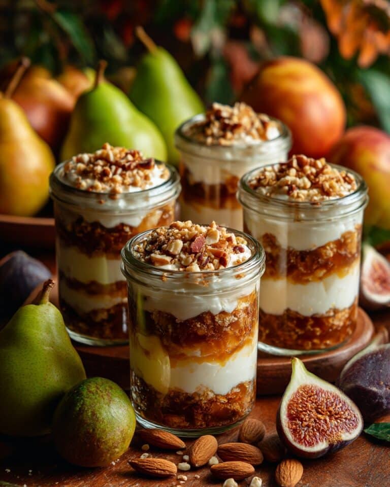 Crème de Poire à l’Amande sur Compotée de Figues & Crumble aux Noix Recipe