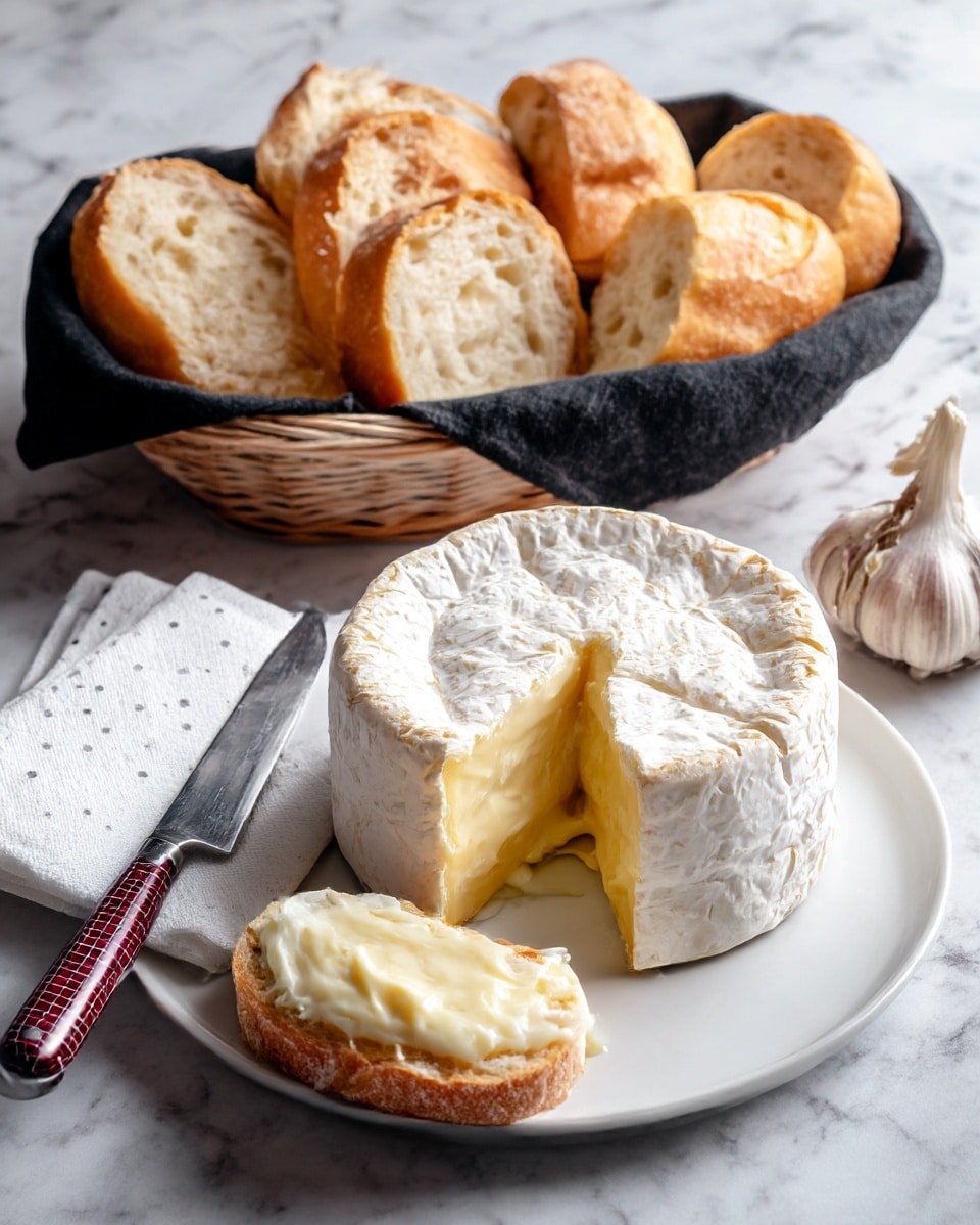 The image shows a close-up of a round, soft cheese with a white rind, sliced open to reveal a smooth, creamy inside that is melting slightly. On top, there is a layer of golden walnuts with a rough texture, some pieces also scattered around the base. A shiny layer of amber honey is drizzled over the cheese and walnuts, creating a glossy effect and dripping down the side. The dish is placed on a white marbled surface, giving a clean and elegant look. photo taken with an iphone --ar 4:5 --v 7