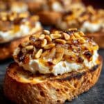 Goat Cheese, Caramelized Onion, and Pine Nut Toasts Recipe