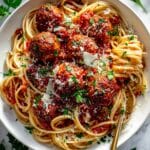 Chicken Meatballs with Spaghetti in Tomato Sauce Recipe