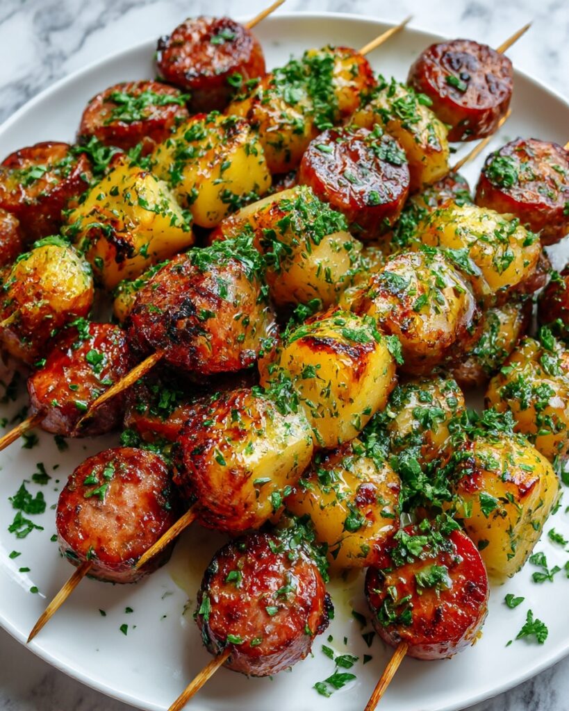 Cowboy Butter Kielbasa and Vegetable Skewers Recipe