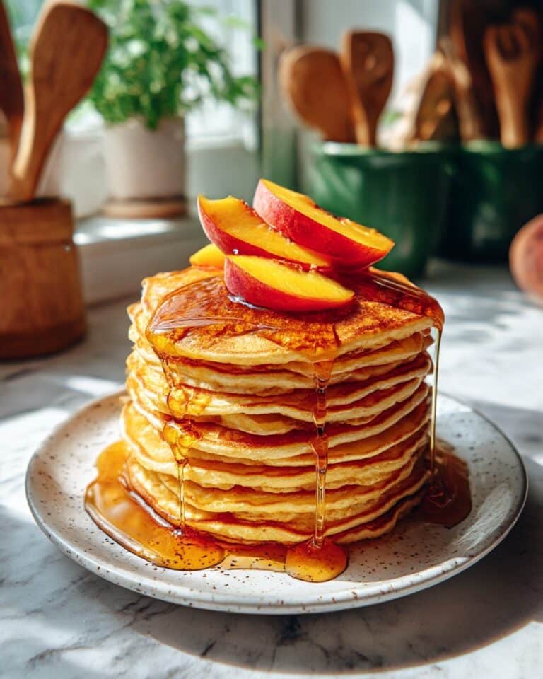 Fluffy Peach Pancakes for a Soft Summer Breakfast Recipe