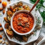 Smashed Brussels Sprouts with Romesco Dipping Sauce Recipe
