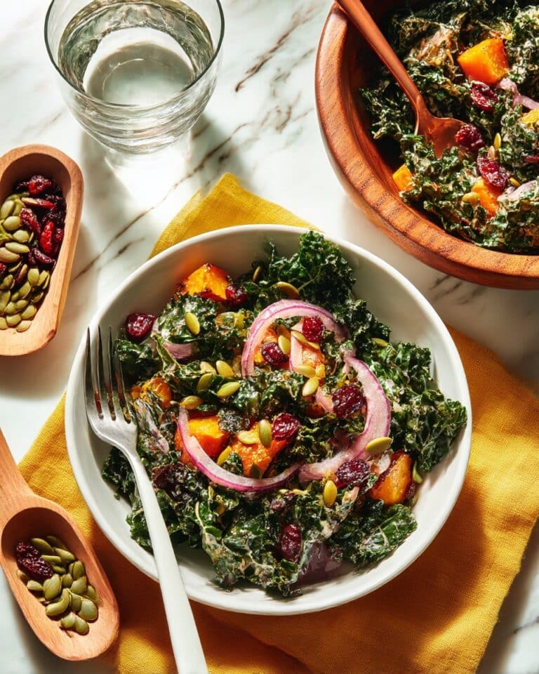 Hearty Kale and Roasted Butternut Squash Salad with Dijon Vinaigrette Recipe