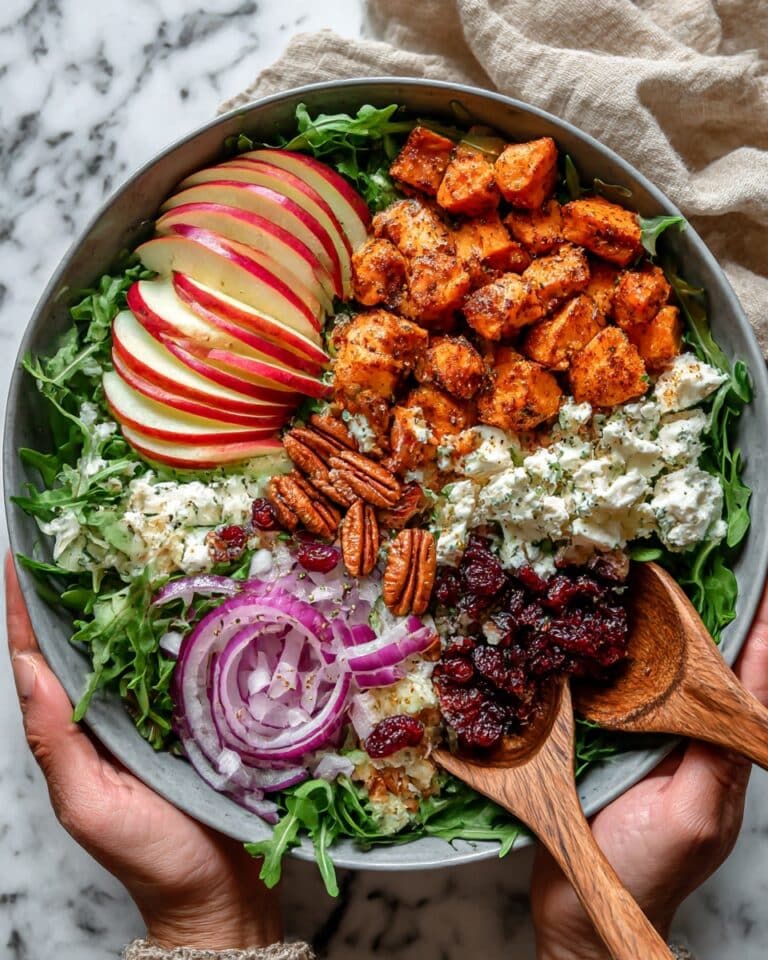 Fall Harvest Salad with Roasted Sweet Potatoes and Maple Ginger Tahini Dressing Recipe