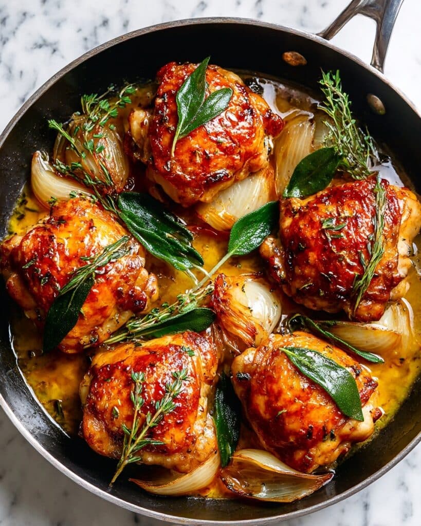 Cider Braised Chicken Thighs with Bacon & Shallots Recipe