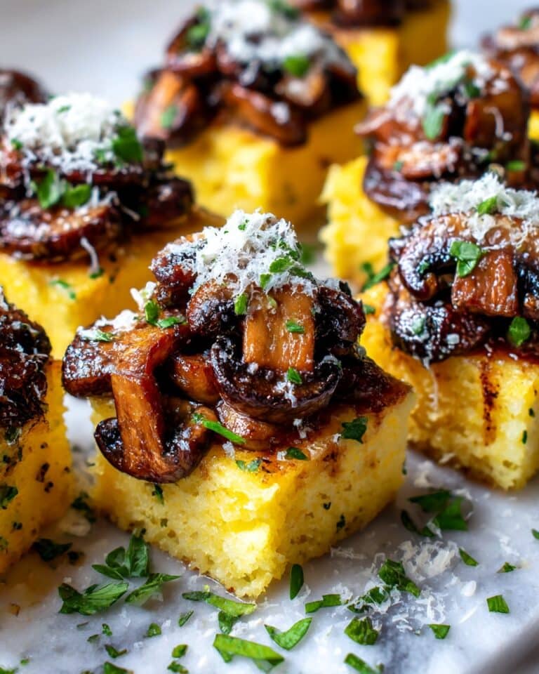 Crispy Polenta Bites with Sautéed Mushrooms Recipe