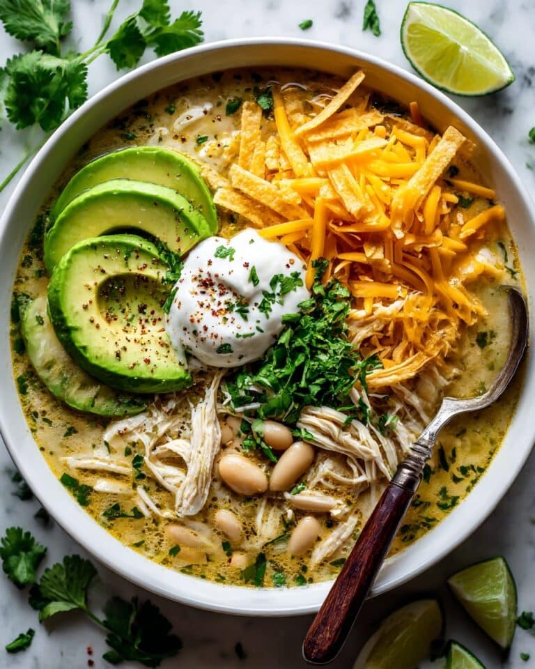 Healthy Crockpot White Chicken Chili (High-Protein!) Recipe