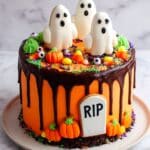 Halloween Layer Cake with Ghost Peeps and Milano "RIP" Decorations Recipe