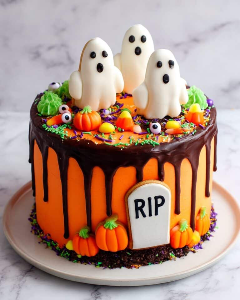Halloween Layer Cake with Ghost Peeps and Milano “RIP” Decorations Recipe