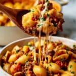 Chili Mac Casserole with Ground Beef, Spices, and Cheese Recipe