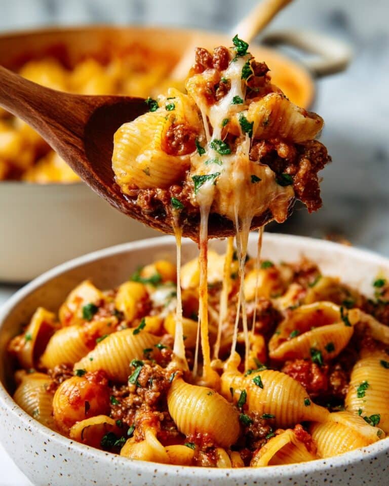 Chili Mac Casserole with Ground Beef, Spices, and Cheese Recipe