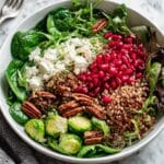 Fall Salad with Greens, Farro, Pomegranate, and Roasted Brussels Sprouts Recipe