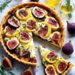 Fig and Goat Cheese Tart with Caramelized Onions, Fresh Figs, and Honey Recipe