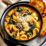 Creamy Pumpkin Sausage Soup with Tortellini and Kale Recipe